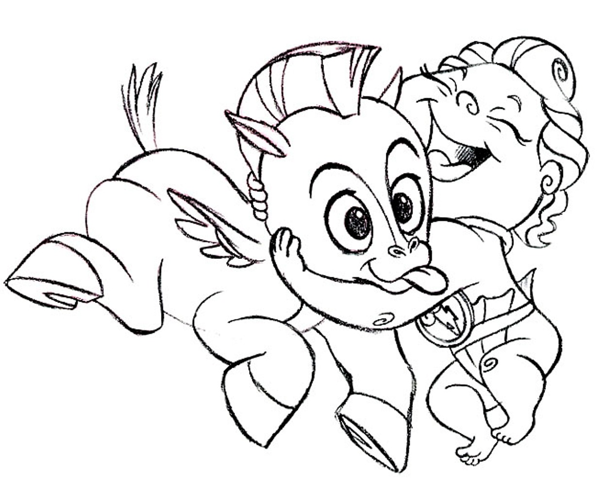 cute Hercules & baby Pegasus coloring page