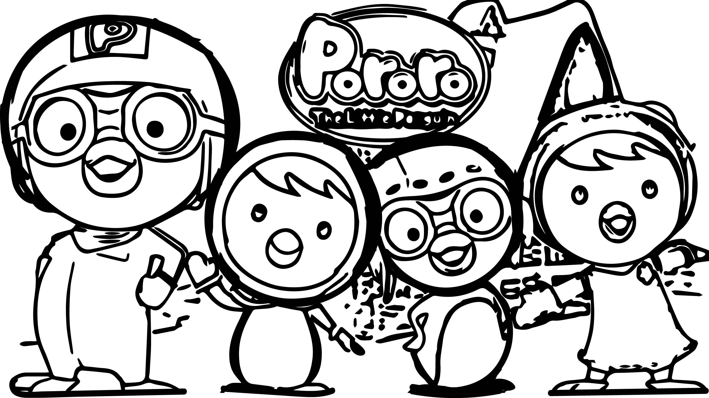 Pororo the main characters coloring page