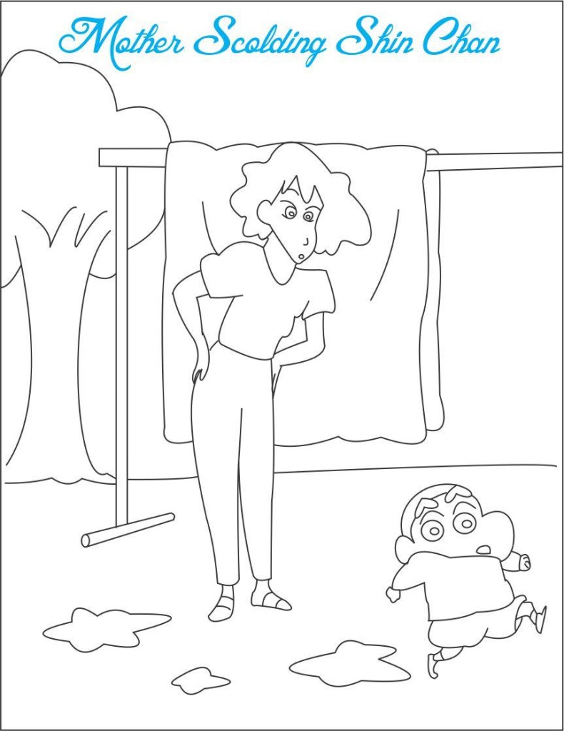 shinchan coloring pages copy owen seems mother is really angry on Shinchan