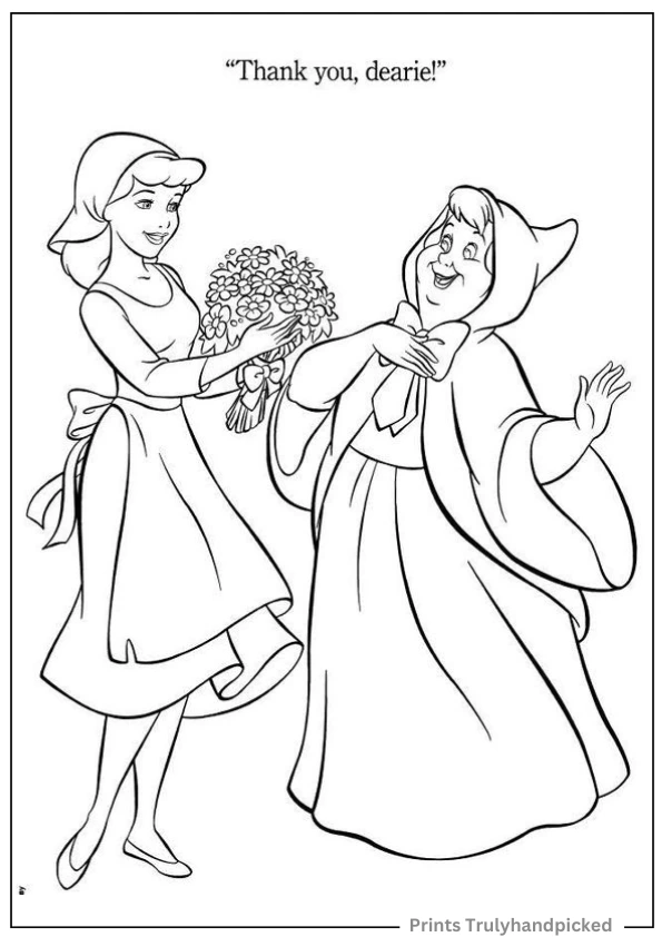 Cinderella Gifts a Flower Bouquet