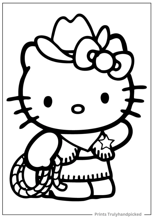 Hello Kitty Sheriff Coloring Page