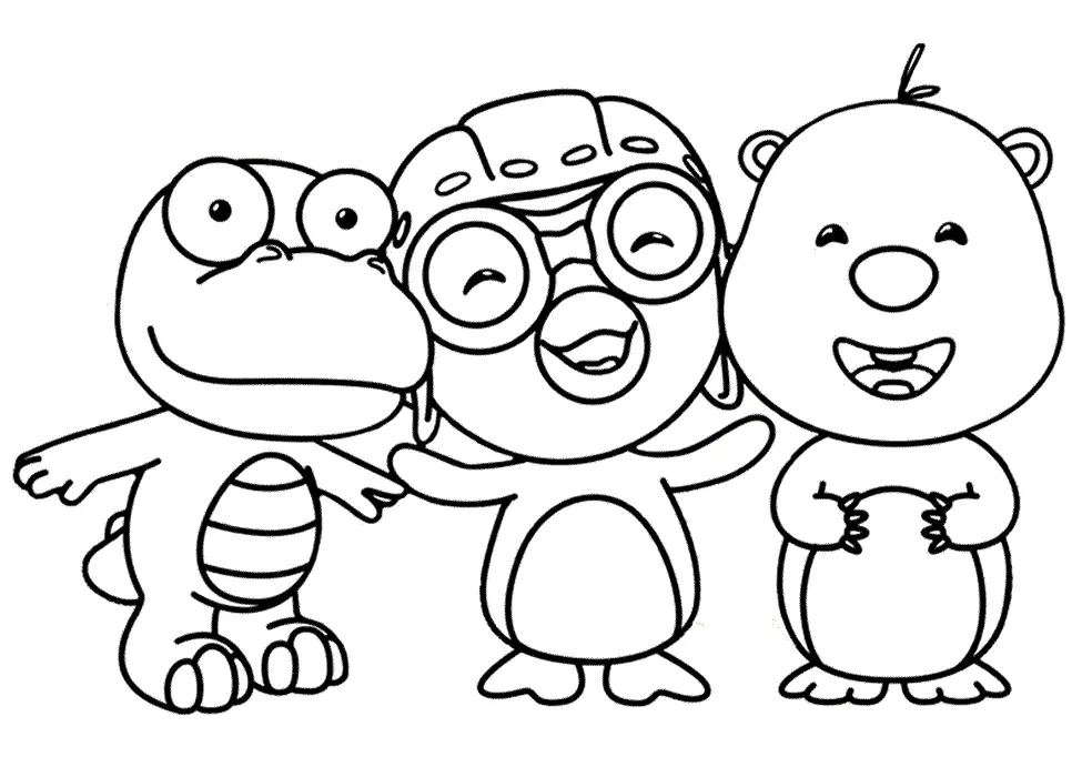 Pororo Little Penguin and Friends Coloring Page