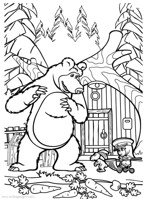 Download Adventure of a tiny girl & her bear Masha & the Bear 17 Masha & the Bear coloring pages | Free ...