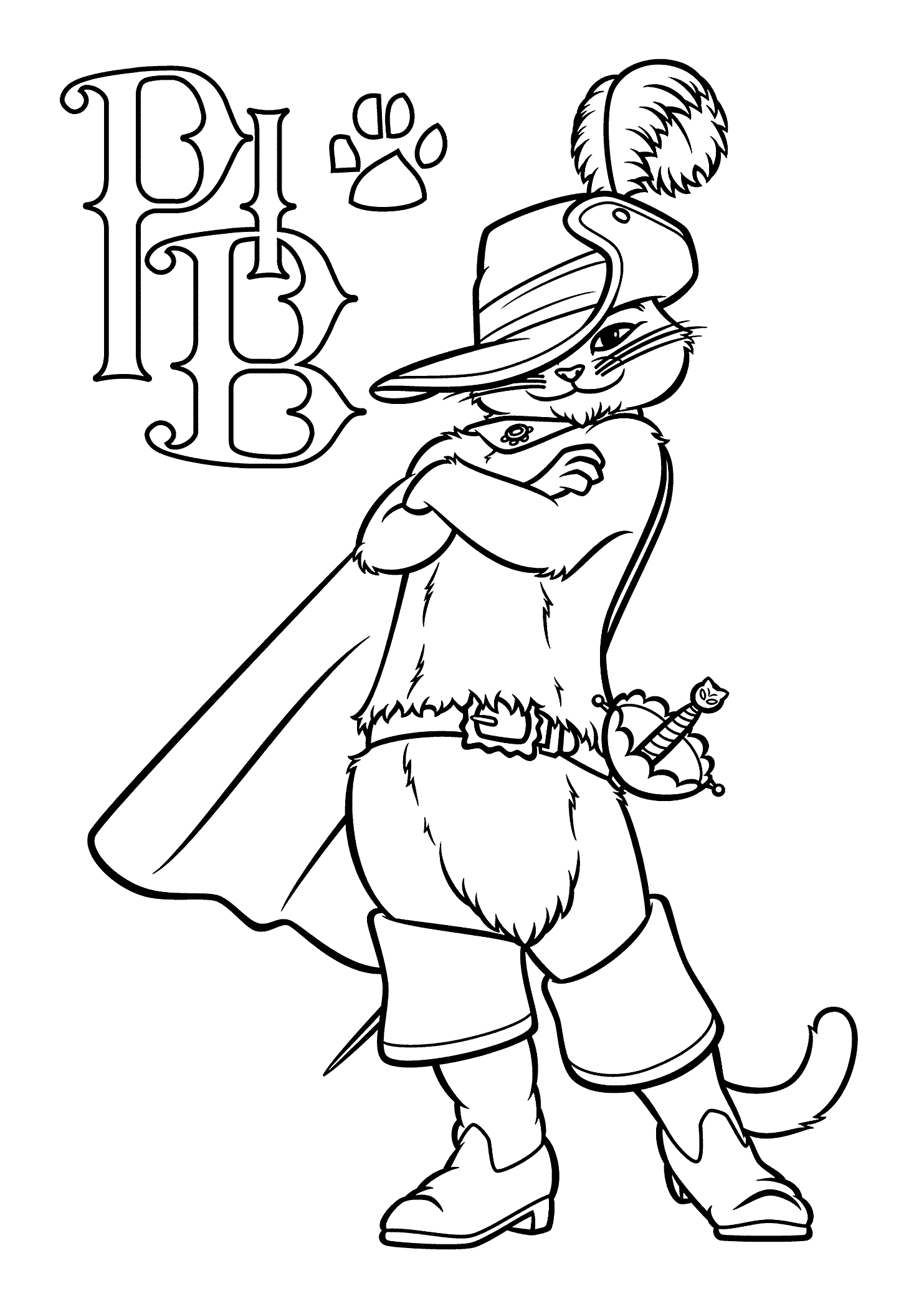 Cat Wearing Boots Coloring Pages 10